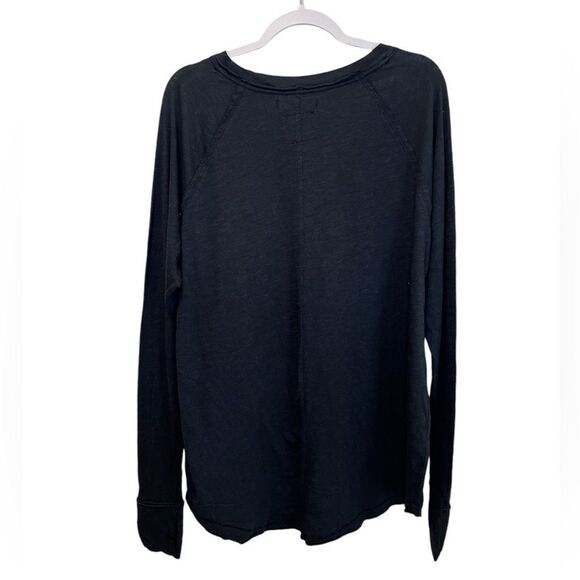 FREE PEOPLE WE THE FREE Black Long Sleeve Tee Shirt Size Small - Picture 2 of 8